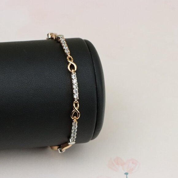 "Elegant Infinity Link Rose Gold & Silver Bracelet with Crystals, XPBL0849 - Picture 7 of 12